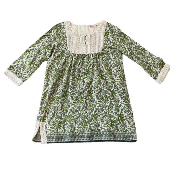 Calypso St Barth Indian Block Print Beaded Tunic Dress Size Small - Picture 16 of 16